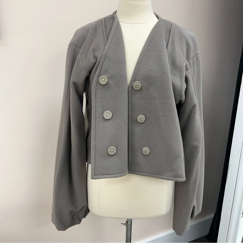 Malloni Snap Button Up Jacket in Grey - Picture 2 of 5